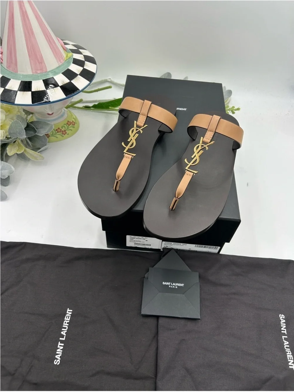 Men’s Saint Laurent CASSANDRE thong YSL sandal size 45 made in Italy